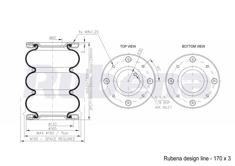 Rubena 170/3 Air Suspension Air Bag