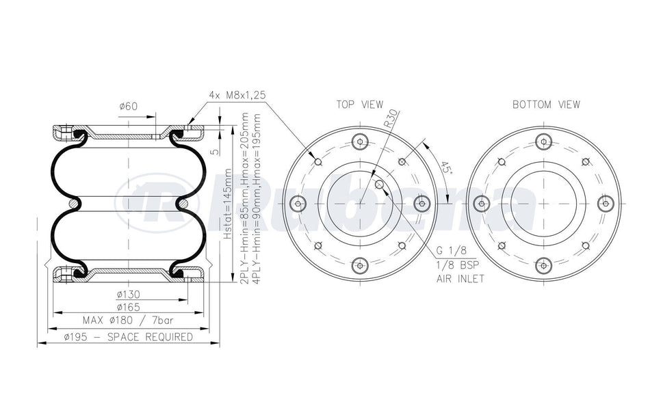 Rubena 180/2 Air Suspension Air Bag