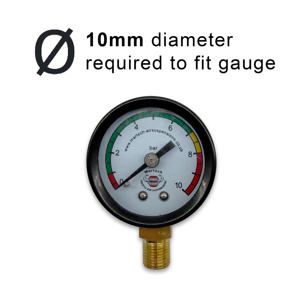Martech Air Suspension Air Pressure Gauge 10 bar